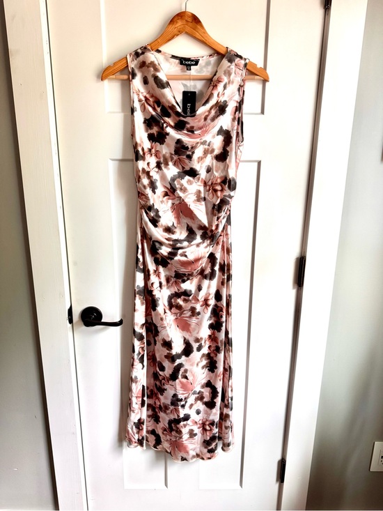 bebe Dresses & Skirts - NWT Bebe XS Printed Satin Floral Cowl Neck Maxi Dress Ivory Multi
